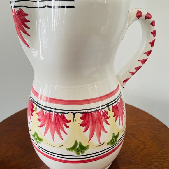Hand Painted Ceramic Pottery Pitcher Floral Design - Picture 2 of 4